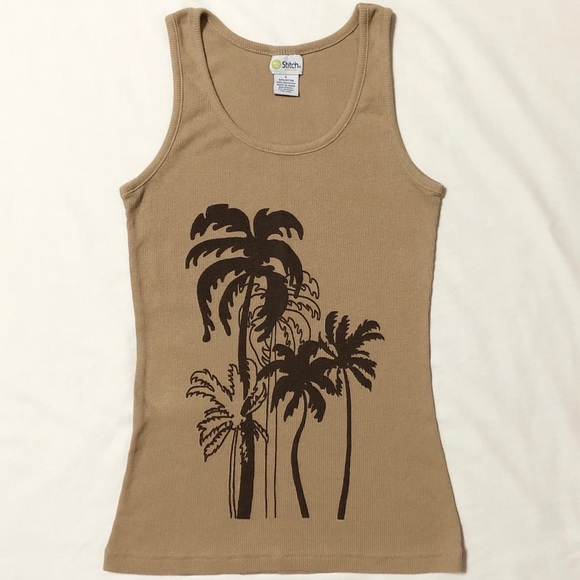 Stitch Hawaiian Tops - Stitch Hawaiian Tropical Print Ribbed Tank Top - L